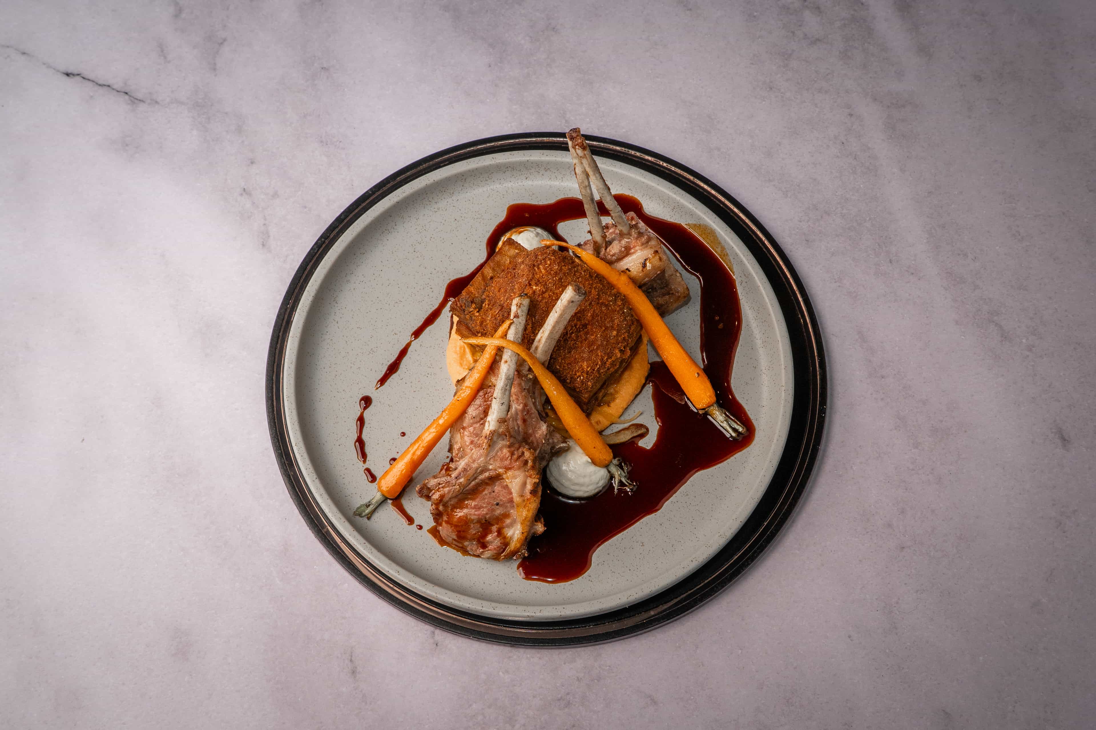 Chef Kyle's MEDITERRANEAN LAMB RACK dish